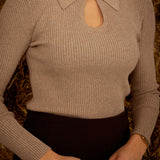 ROSAMUND TAUPE RIBBED LONGSLEEVE SHIRT