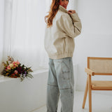 EVELYNE BEIGE SHINY LEATHER JACKET