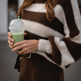 ZAYA ECRU ROLLNECK STRIPED SWEATER
