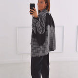 JOLENE BLACK CHECKERED FRINGE BLAZER