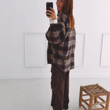 DAGMAR BROWN CHECKERED BLOUSE