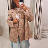 CHARLOTTE BEIGE/PINK CHECKERED BLAZER