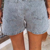 GREY DENIM STUDS SHORT 9179-3