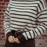ABERDEEN BROWN STRIPED ROLLNECK SWEATER