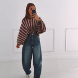 LOUNA KHAKI/PINK STRIPED SWEATER
