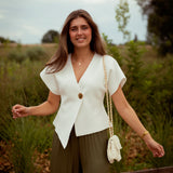 QUINN WHITE BUTTON BLOUSE