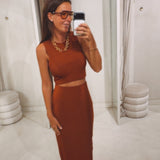 ANTONIA CAMEL BROWN TWO-PIECE SET