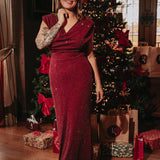 LUMINATE BORDEAUX RHINESTONE DRESS