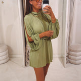 XENIA OLIVE GREEN DRESS