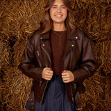 VESTE EN CUIR BORDEAUX PAULA