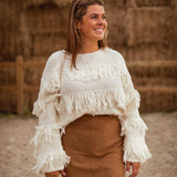 WINIFRED ECRU FRINGE SWEATER