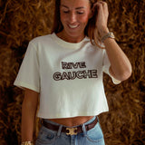 RIVE GAUCHE ECRU CROPPED T-SHIRT