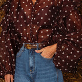 HAYSIE BROWN POLKADOTS BLOUSE