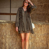 THELMA KHAKI RUFFLE DRESS