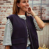 HARPER DARK BLUE SLEEVELESS ZIP JACKET