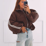 NOELIE BROWN PUFFER ZIP JACKET
