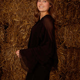 GINEVRA BLACK RUFFLE BLOUSE