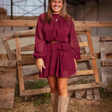 HONEY BORDEAUX LAYER DRESS