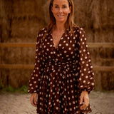 SKYE BROWN POLKADOTS DRESS