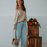 PRE-ORDER BRIA BEIGE LACE SWEATER