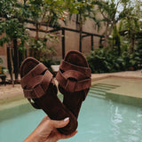ZAFRA BROWN SUEDE SLIPPERS