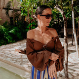 GISELE BROWN CROPPED BLOUSE