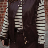 VANCOUVER BROWN SLEEVELESS LEATHER JACKET