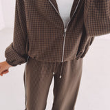 STELLA BROWN CHECKERED TWO-PIECE SET