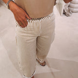 PRE-ORDER BEIGE STRIPED BALLOON JEANS 9352