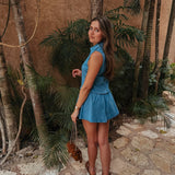 EVITA BLUE DENIM TWO-PIECE SET