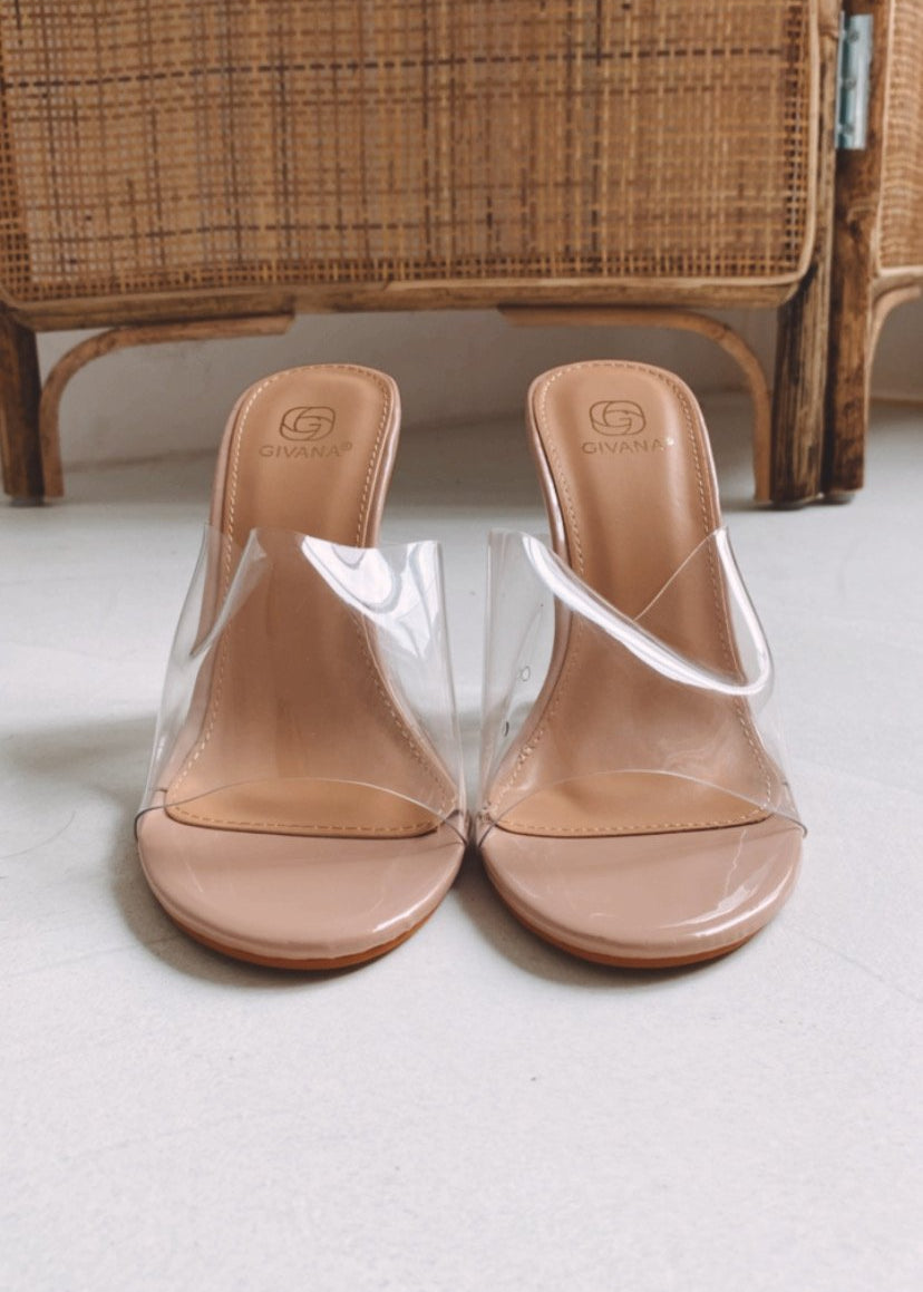 CLEAR HIGH SQUARE HEELS ROUND TOE