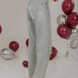 PRE-ORDER LIGHT BLUE RHINESTONE BALLOON JEANS A3349