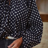 EUDORA DARK BLUE POLKADOTS BLOUSE