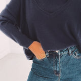 ESTER DARK BLUE CUT-OUT PULLOVER