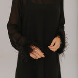 BORN TO PARTY BLACK FEATHER DRESS