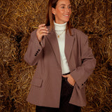 XENIA BURGUNDY CHECKERED BLAZER