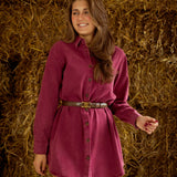 MISTY MORNING BORDEAUX DENIM DRESS