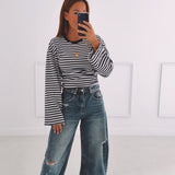DELANEY DARK BLUE/ECRU STRIPED LONGSLEEVE SHIRT