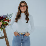 EUPHORIA WHITE RUFFLE LONGSLEEVE TOP