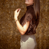 MONTEZUMA BROWN FRINGE PULL