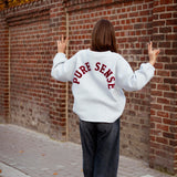 PURE SENSE GREY SWEATER - BORDEAUX LETTERS