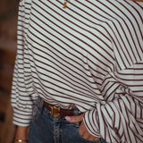 PRE-ORDER ASTER ECRU/BROWN STRIPED LONGSLEEVE SHIRT