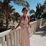 CORAZON DE MEXICO OLD PINK SATIN HALTER DRESS