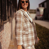 EVERLY BEIGE CHECKERED BLAZER