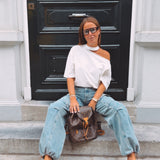 RONJA ECRU CUT-OUT T-SHIRT