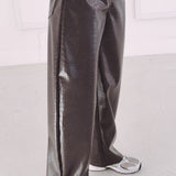 KATE BROWN CROCODILE LEATHER PANTS
