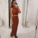 ANTONIA CAMEL BROWN TWO-PIECE SET