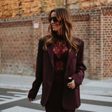 KATE BORDEAUX LACE LONGSLEEVE TOP