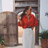 SES SALINES ECRU SKIRT WITH BELT