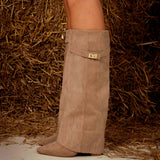 PAGE BEIGE SUEDE FOLD OVER BOOTS